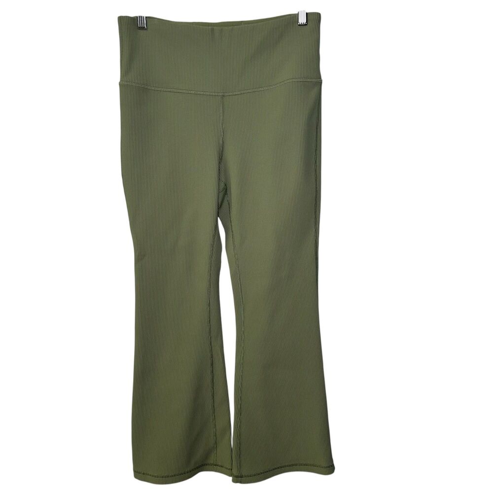 Athleta Green Elation Rib Crop Flare Pants Large